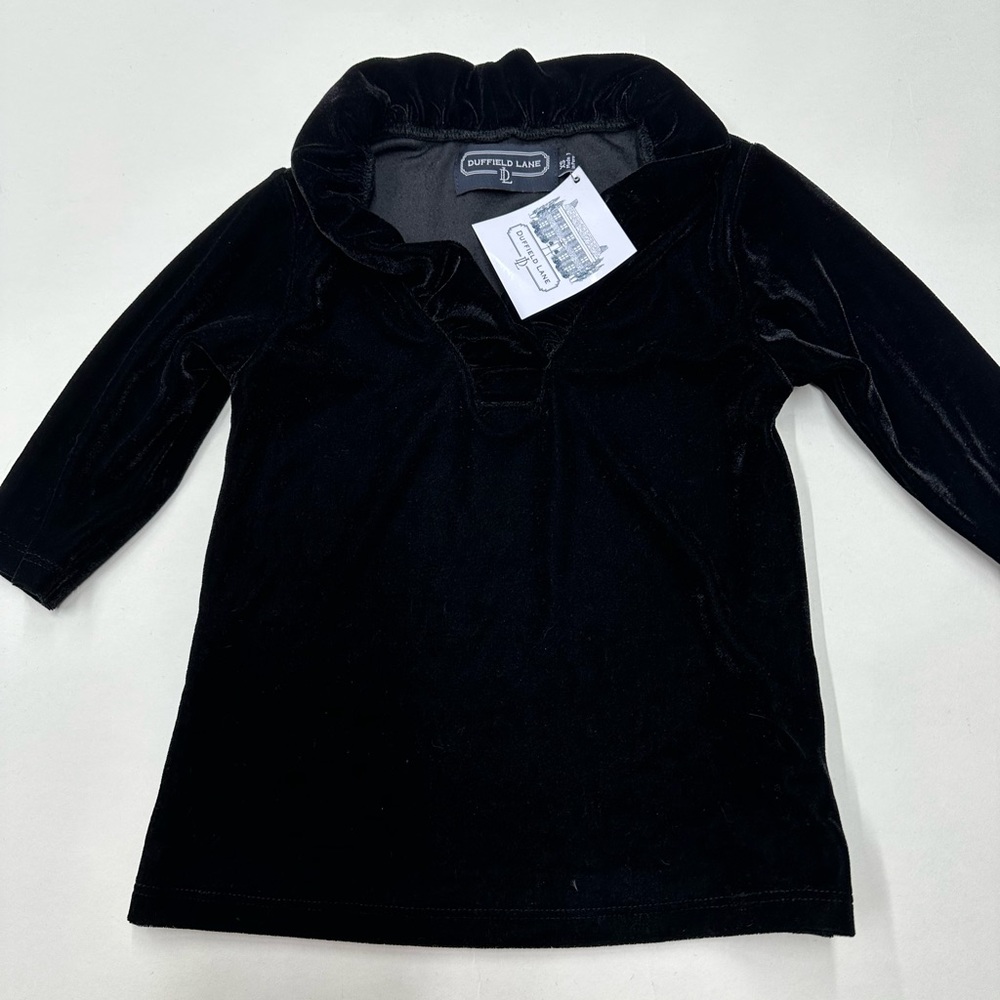 NWT Duffield Lane girls XS top Rockford ruffle tunic velvet black